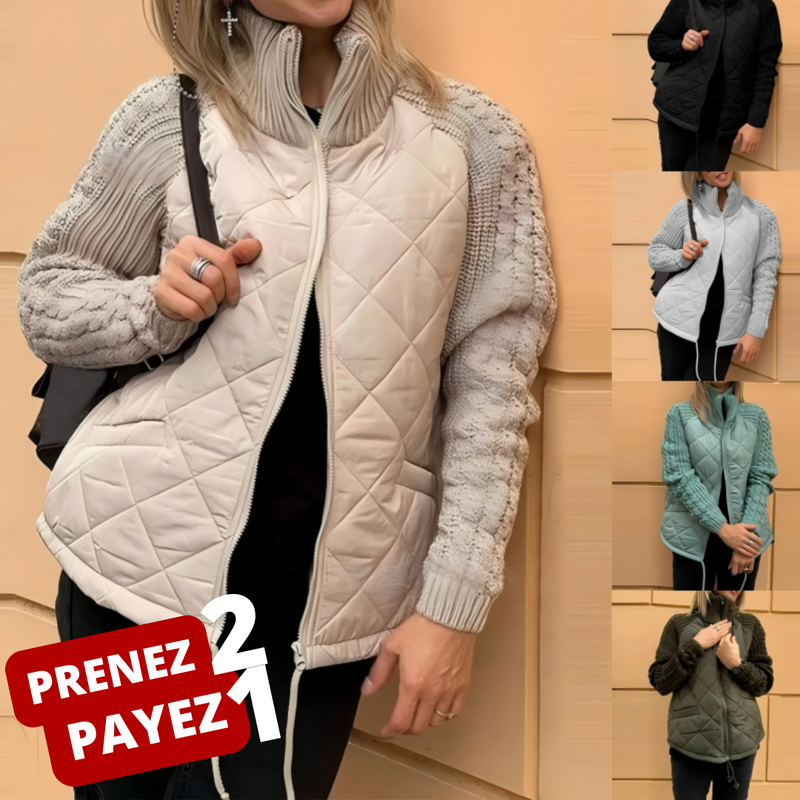 🎁Vente de Noël☃️Veste bouffante en tricot Patchwork pour femmes - Achète 1 - reçois-en 1 gratuit